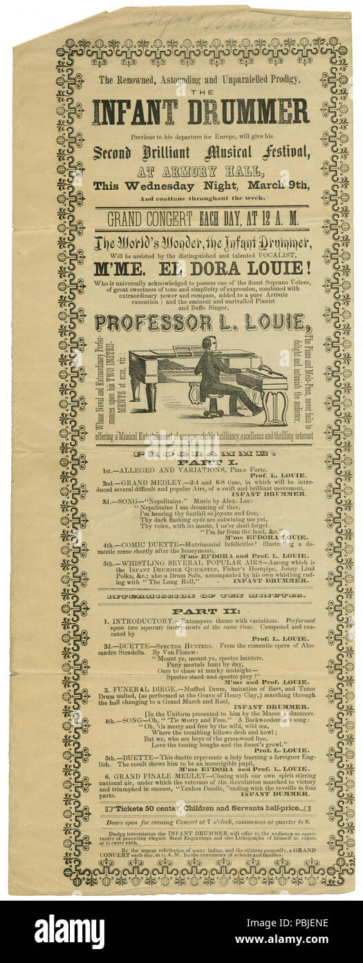 1228 Poster - der SÄUGLING Schlagzeuger, bei Armory Hall, Grand Concert jeden Tag, um 12 Uhr, Ca. März 09, 1890 Stockfoto