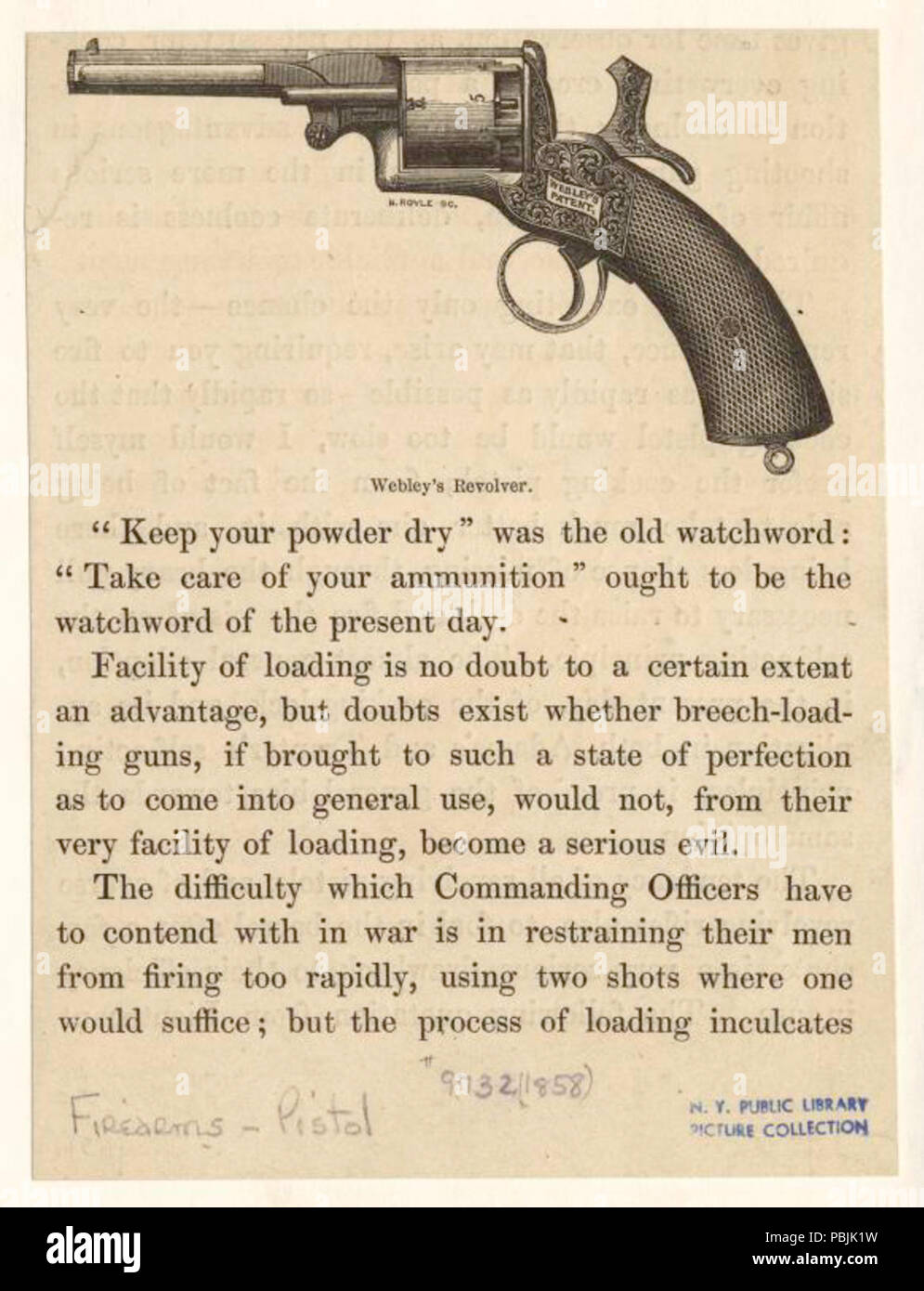 1838 Webley's Revolver Stockfoto