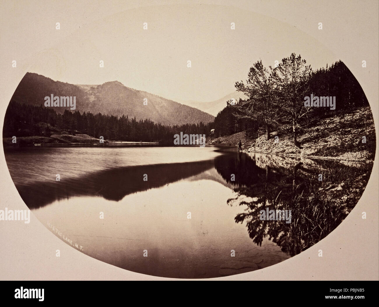 1857 William Henry Jackson - Mystic Lake. - Stockfoto