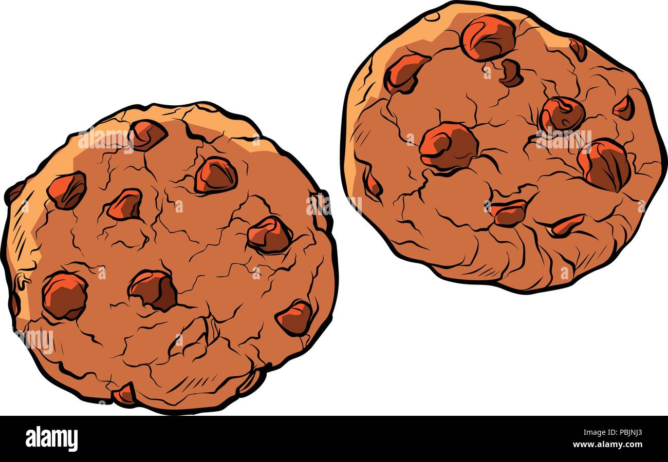 Chocolate Chip Cookies isolieren auf weißem Hintergrund Stock Vektor