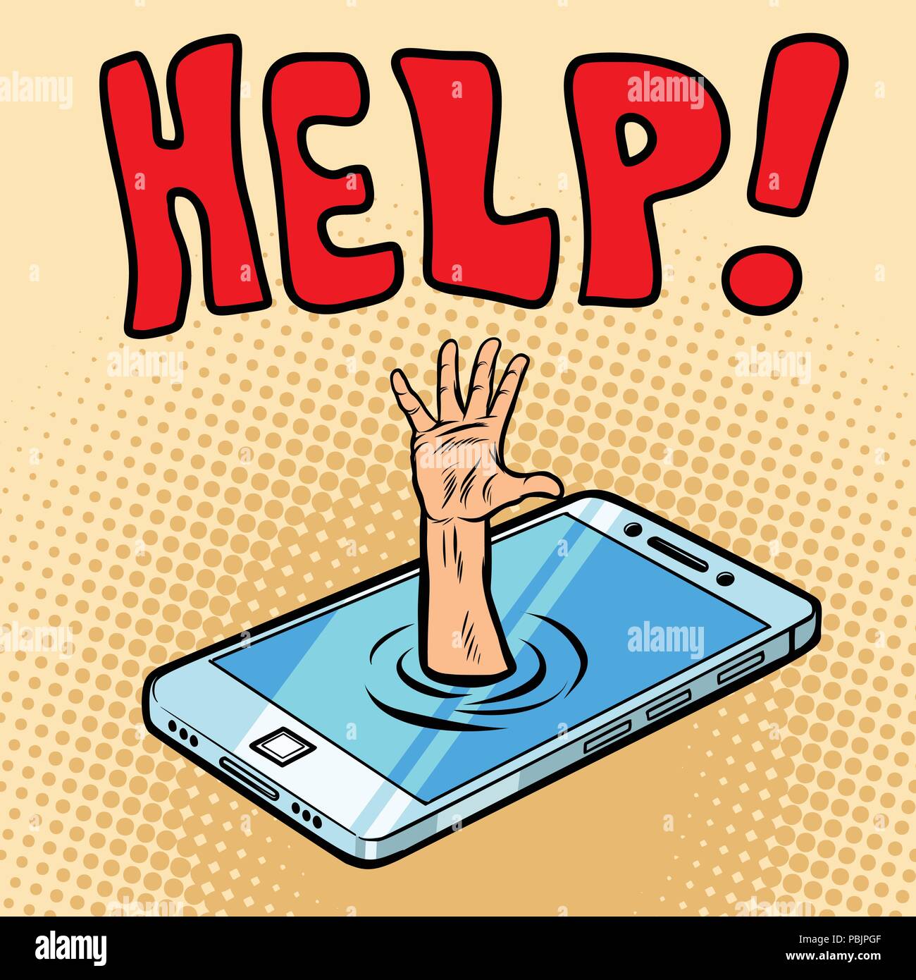 Rettung per Telefon. Helfende Hand Stock Vektor