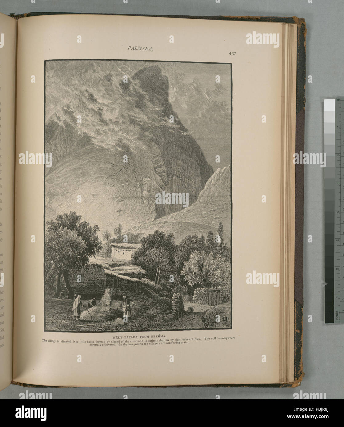 1873 Wâdy Barada, von Bessîma. Das Dorf liegt in einem kleinen Becken durch eine Biegung des Flusses gebildet und ist vollständig in die durch hohe felsvorsprünge des Rock. Der Boden ist überall vorsichtig (Nypl b 10607452-80535) Stockfoto