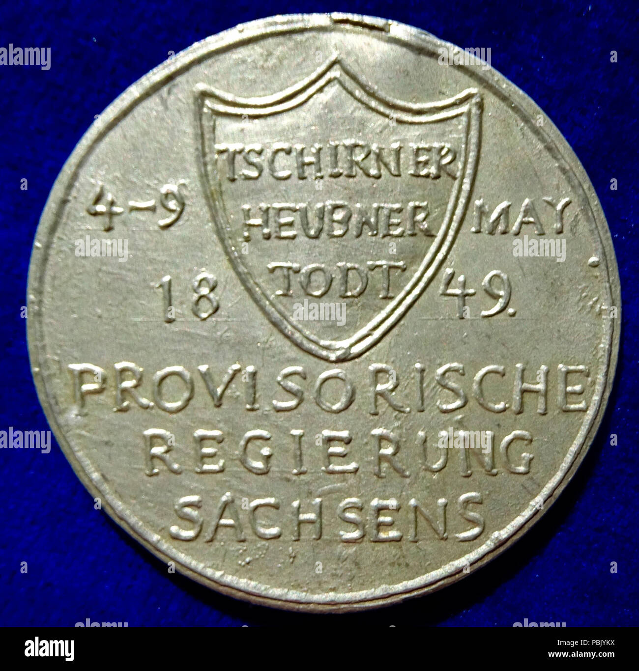 1258 revolutionäre Krieg Medaille der Mai Aufstand in Dresden, Königreich Sachsen, 1849, rückwärts Stockfoto