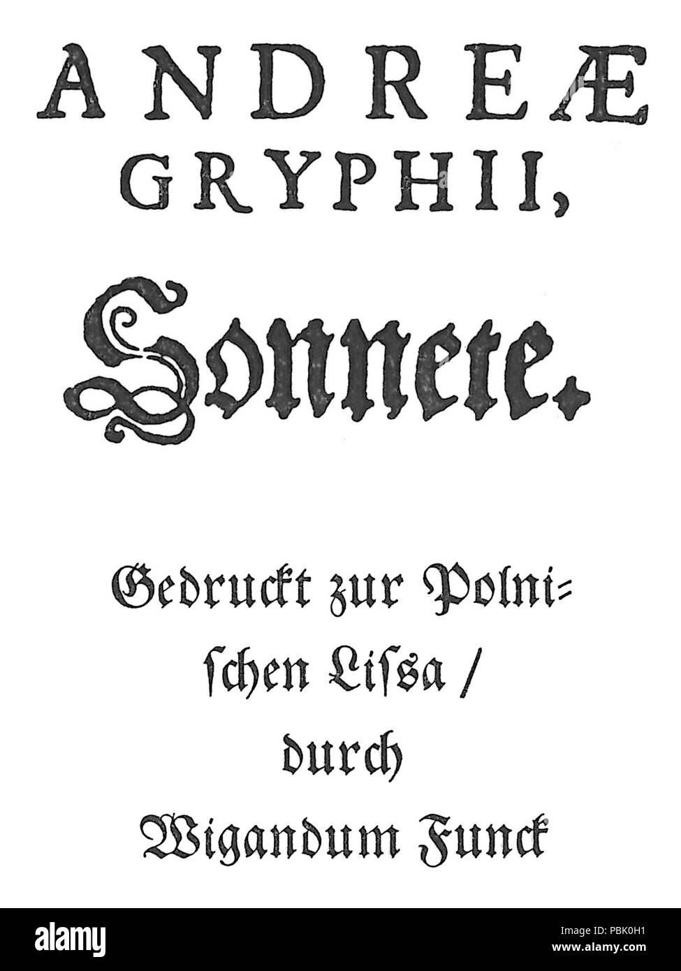 734 Gryphius Sonette+Verlag Stockfoto