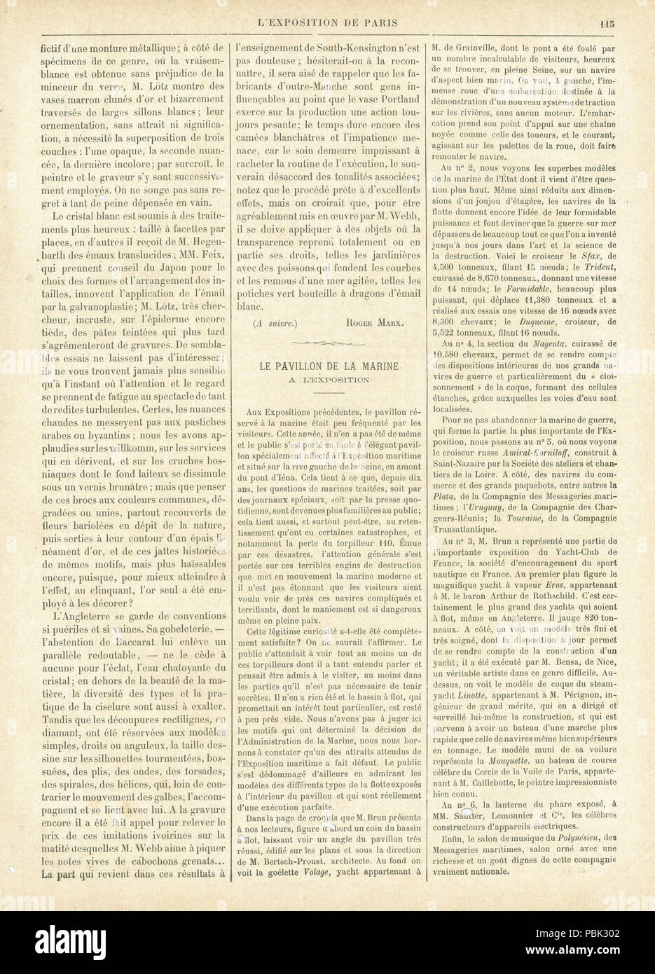 873 L'Exposition de Paris de 1889 Nr. 55 Seite 115 Stockfoto