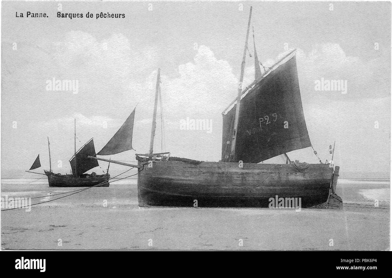 878 La Panne, barques de pêcheurs Stockfoto