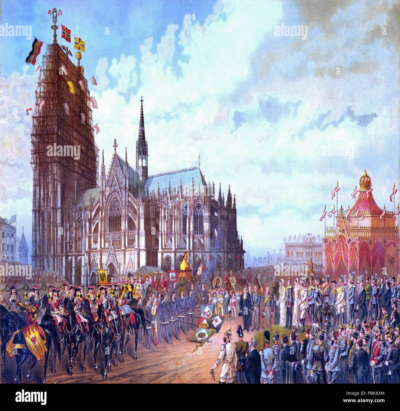 775 Huldigung Friedrich Wilhelm IV. bei Gelegenheit der Dombau-Vollendung am 16. Oktober 1880 Lithographie von Adolf Wallraf Retusche (7/8) Stockfoto