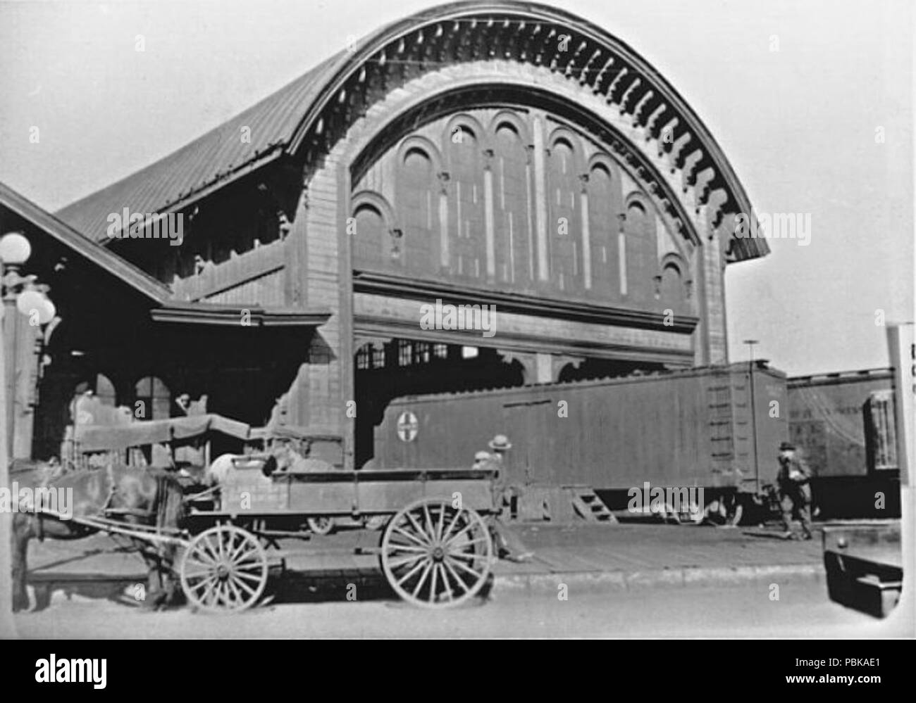 . Englisch: Great Western Railway Station an der Yonge Street, Toronto, Ontario, Kanada. Die Great Western Railway wurde in Toronto im Jahr 1855 verlängert, läuft aus Niagara Falls zu Windsor über Hamilton. ca. 1880 s729 Great Western Railway Station an der Yonge Street Stockfoto