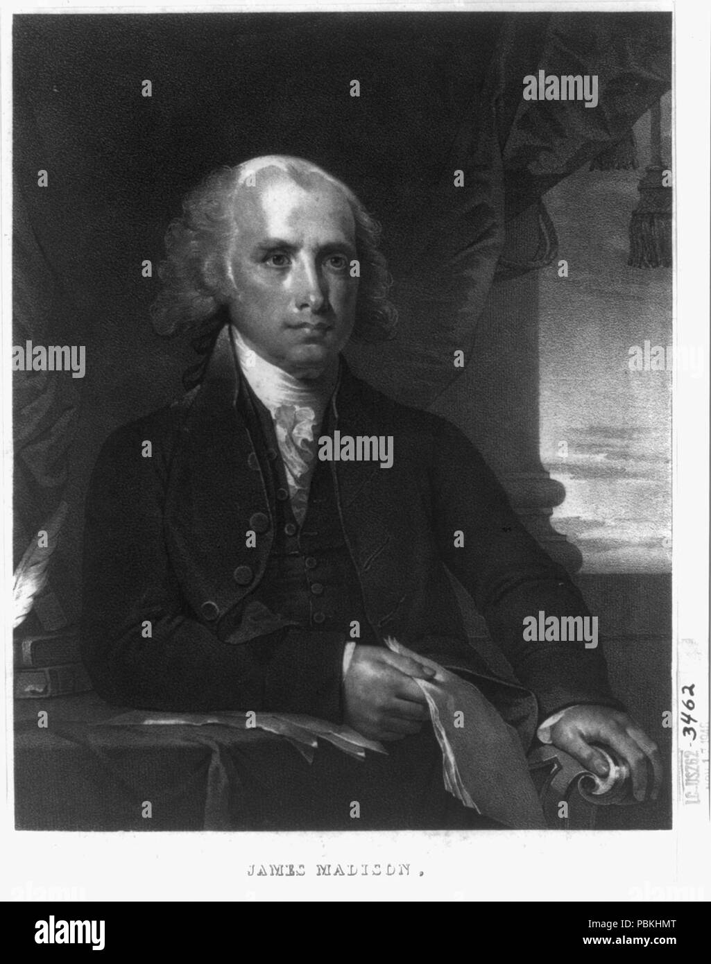 824 James Madison Lithographie Hälfte - Porträt Stockfoto