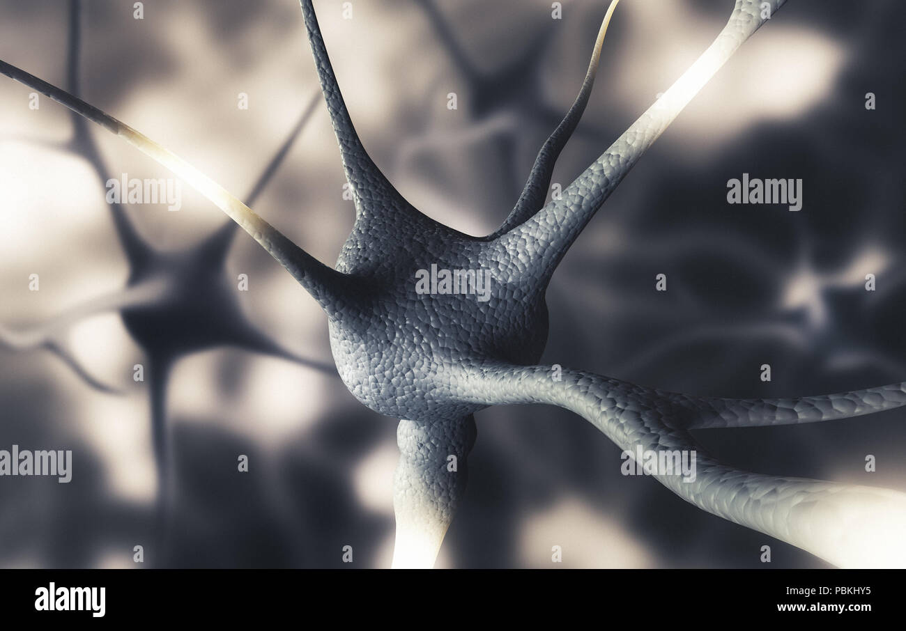 Menschliche Gehirn Neuronen, 3D-Rendering illustration Stockfoto