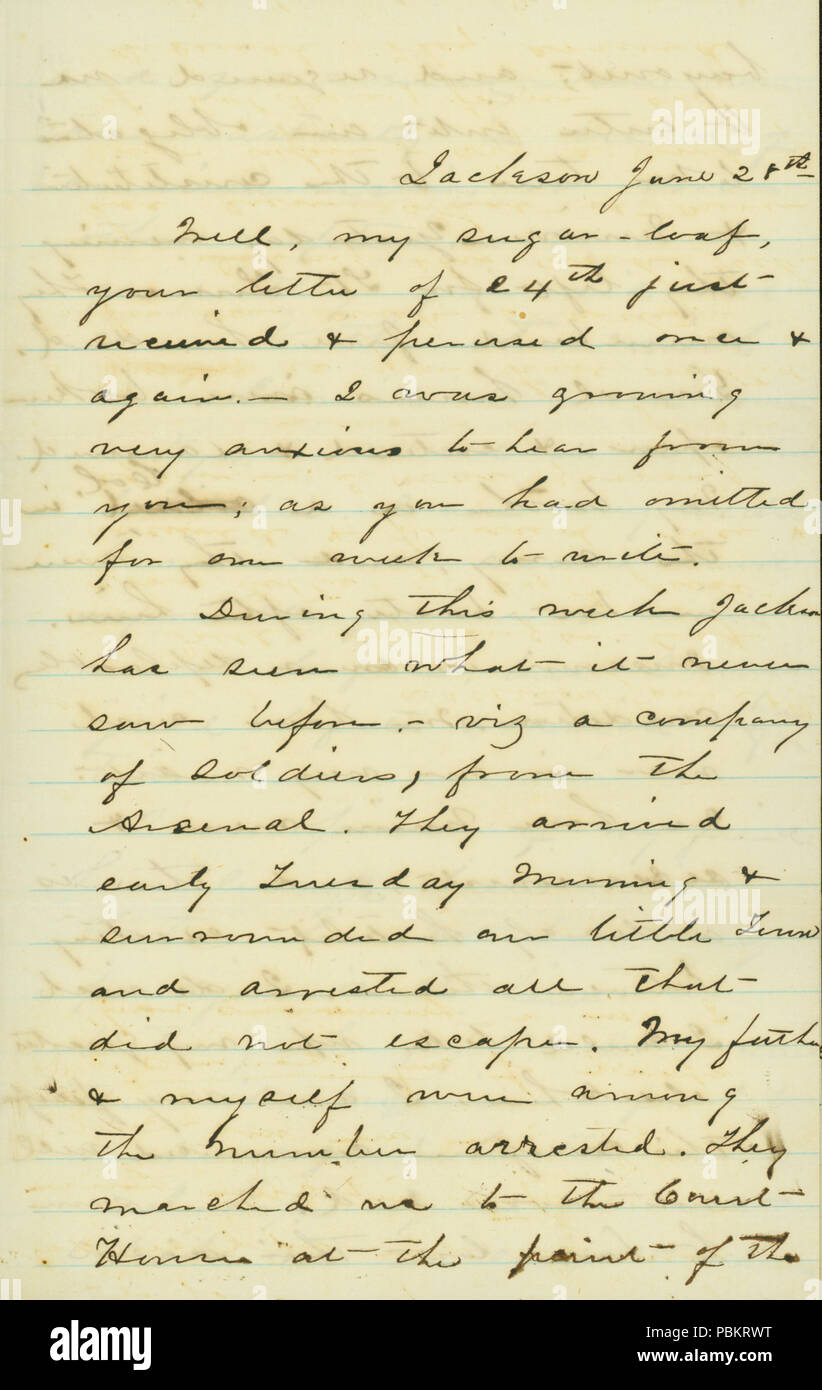 903 Brief von Lowndes (H. Davis), Jackson, zu (Maria), 28. Juni 1861 Stockfoto