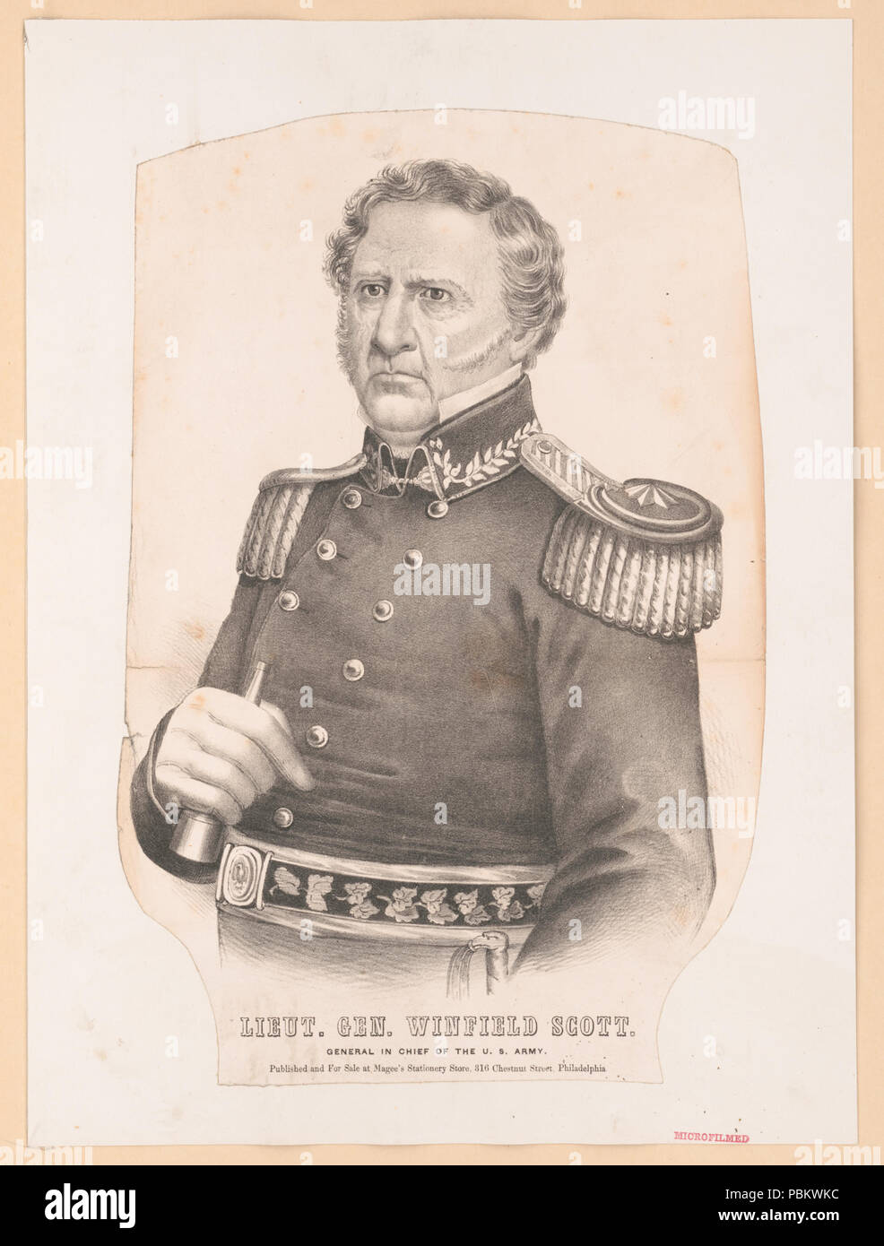 920 Http://hdl.loc.gov/loc.pnp/pga.11603 Lieut. Gen. Winfield Scott. Allgemein der Chefredakteur der US-Armee LCCN 2003671574 Stockfoto