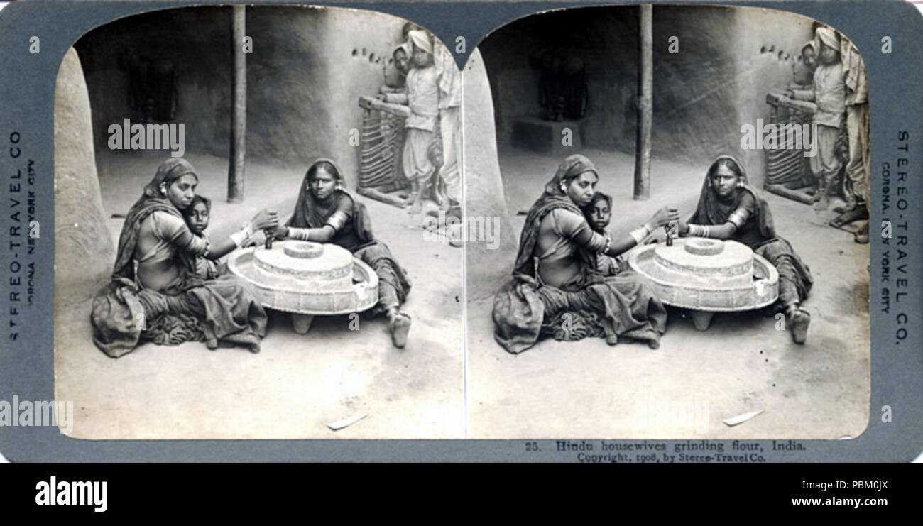 760 hinduistische Frauen mahlen Mehl (1908) Stockfoto