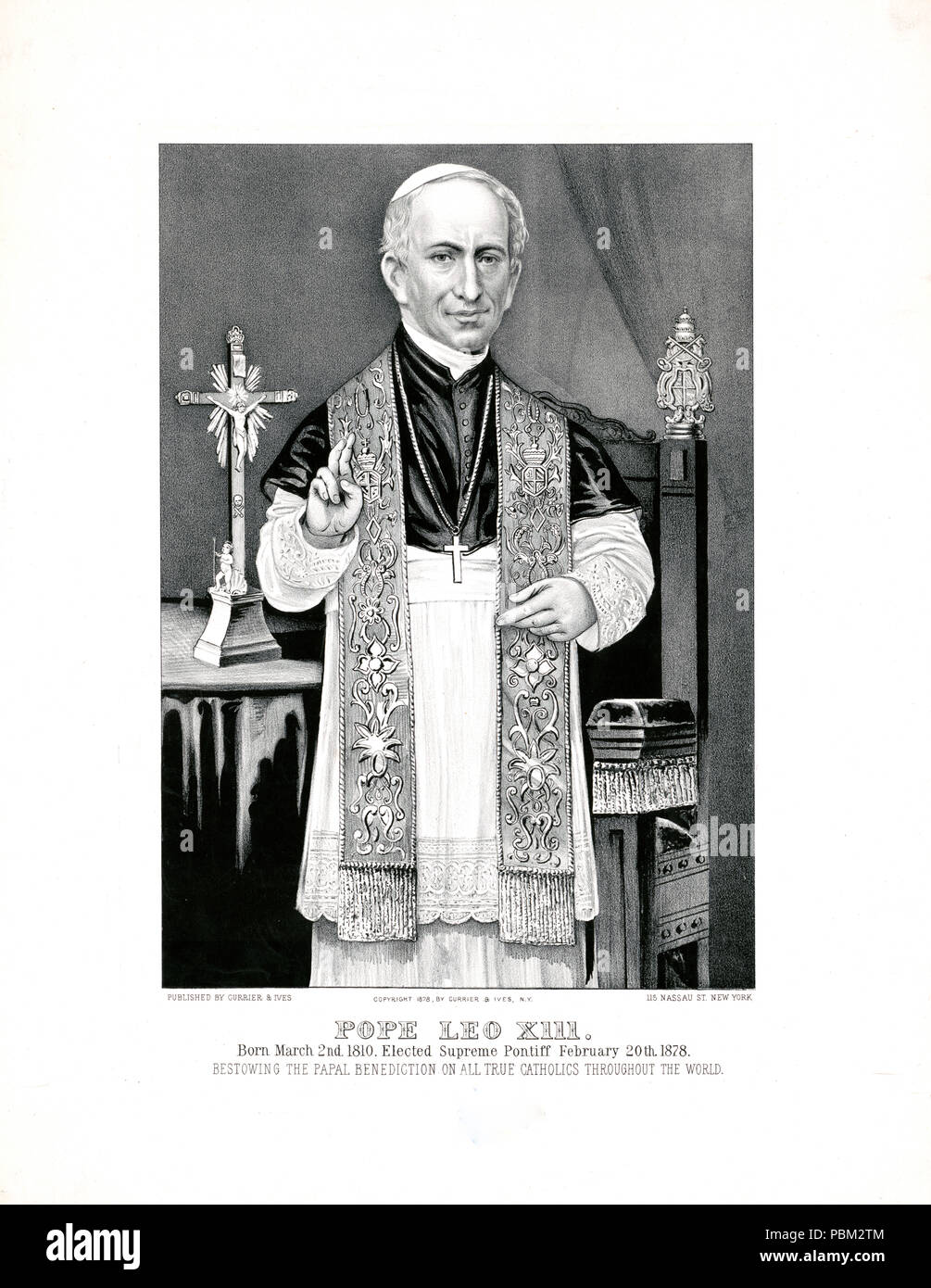 Papst Leo XIII., 2. März 1810 geboren. gewählte Papst 20. Februar 1878 Stockfoto