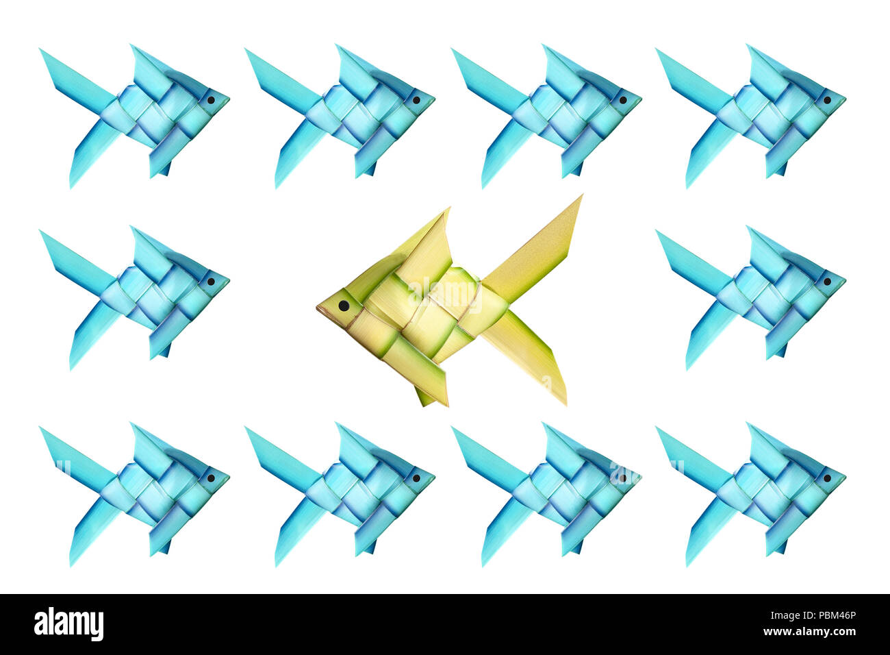 Gewebte Fisch aus coconut Leaf, denken andere Stockfoto