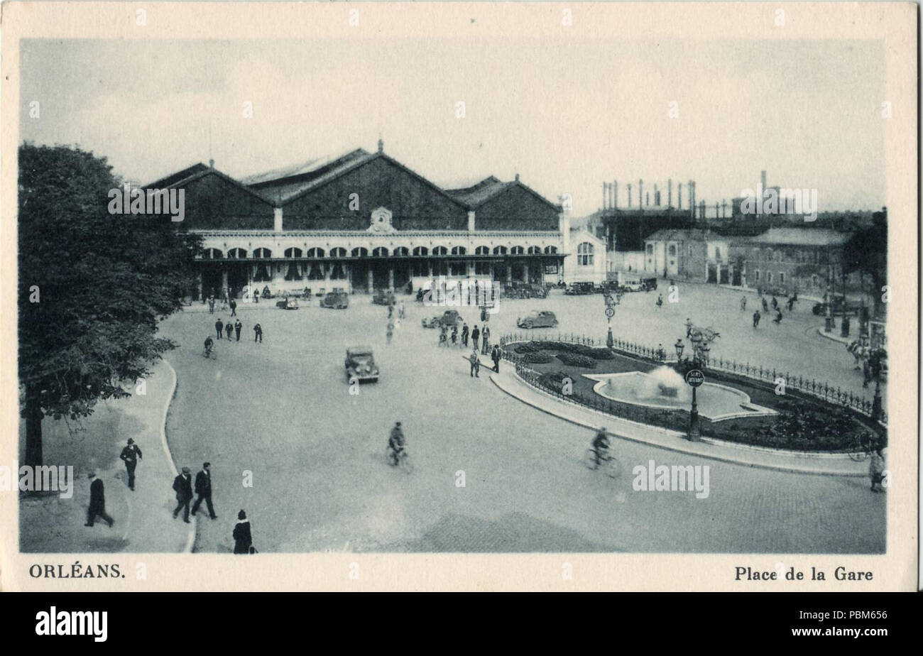 . Français: Carte postale Ancienne, sans erwähnen d'Éditeurs: ORLEANS - Place de la Gare. 1930 s800 INCONNU - ORLEANS - Place de la Gare Stockfoto