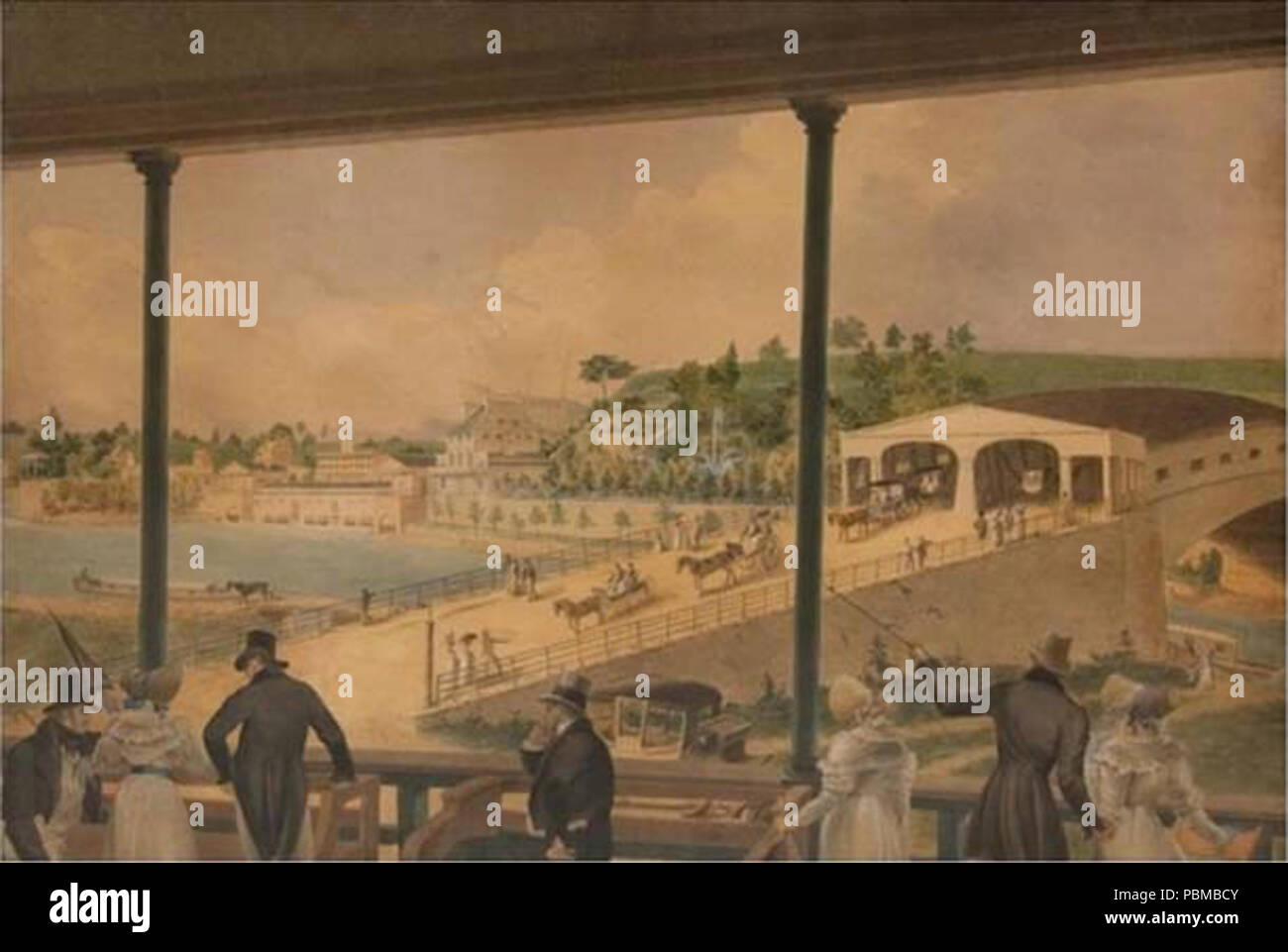 840 Johannes Rubens Smith, ein Blick auf die Fairmount und der Water-Works (1837) Stockfoto