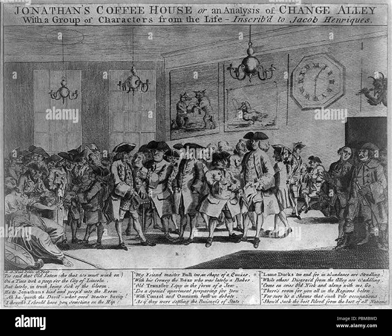 843 Jonathan's Coffee House oder eine Analyse der Veränderung Gasse mit einer Gruppe von Zeichen, die aus dem Leben - - - Inscrib würde zu Jakob Henriques LCCN 2006683091 Stockfoto