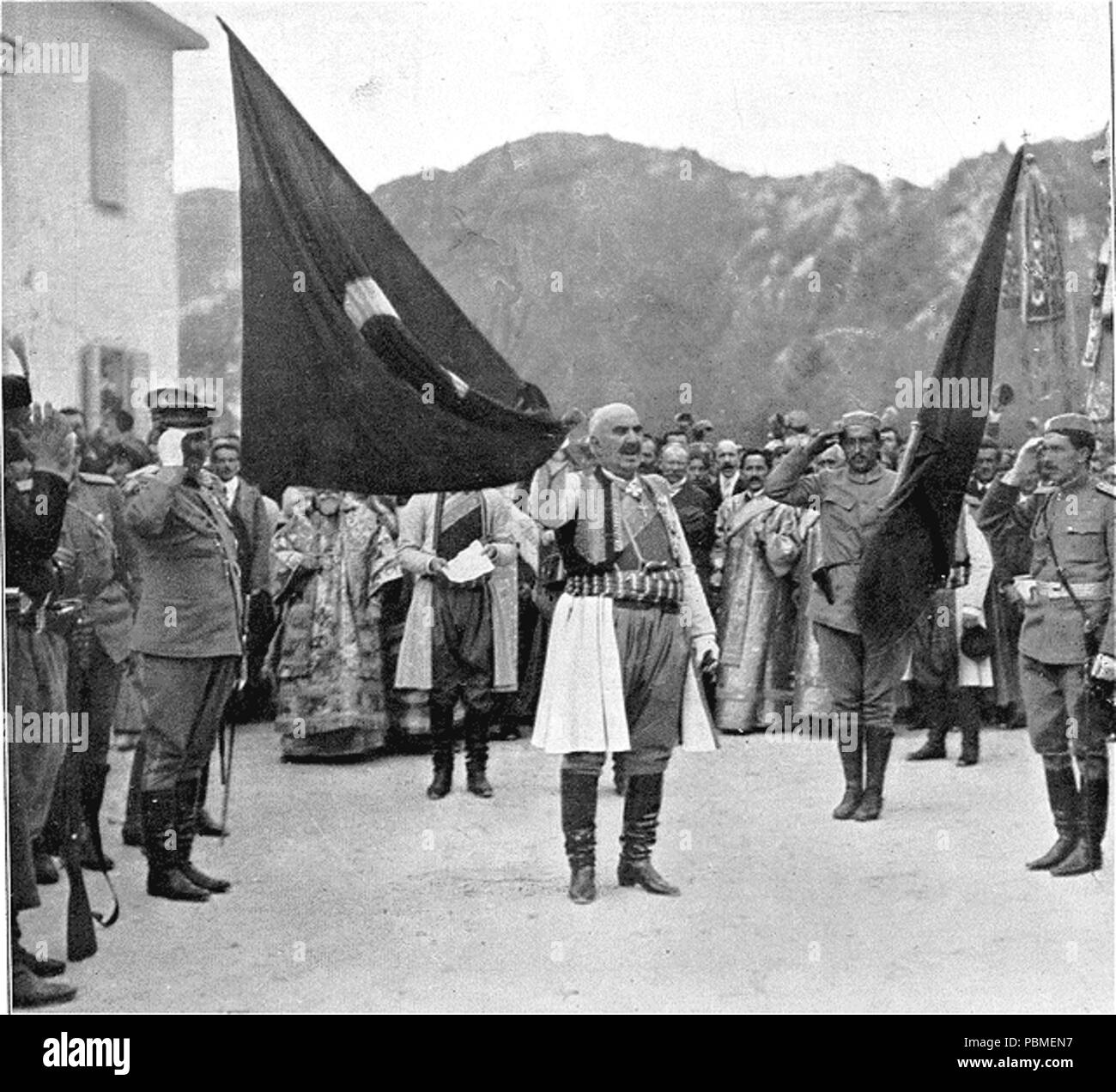 861 König Nicholas von Montenegro mit erfassten Osmanischen Flagge Stockfoto