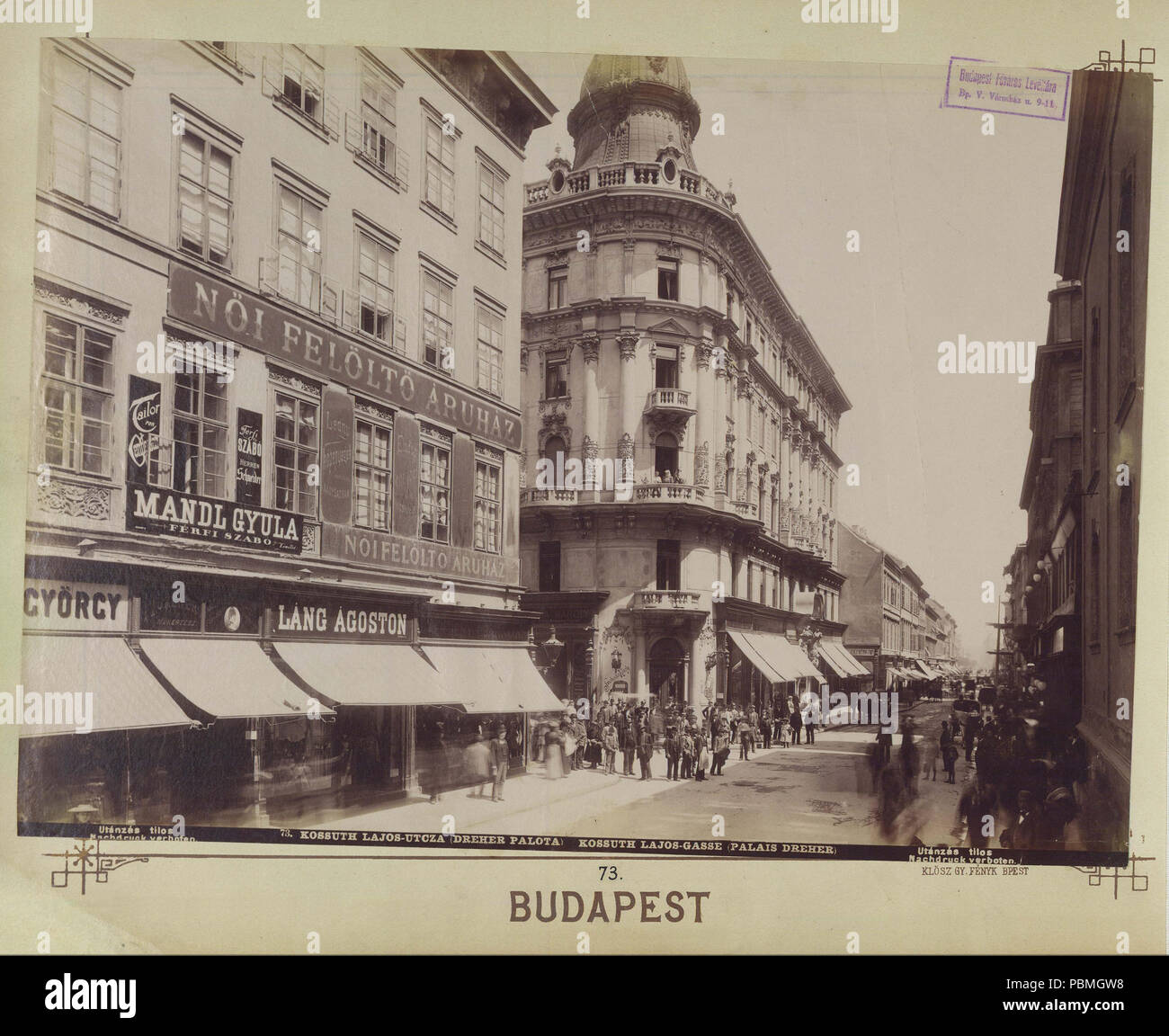 867 Kossuth Lajos utca ein Ferenciek tere (Kígyó tér) felől nézve, 1894 körül - Budapest, Fortepan 82398 Stockfoto