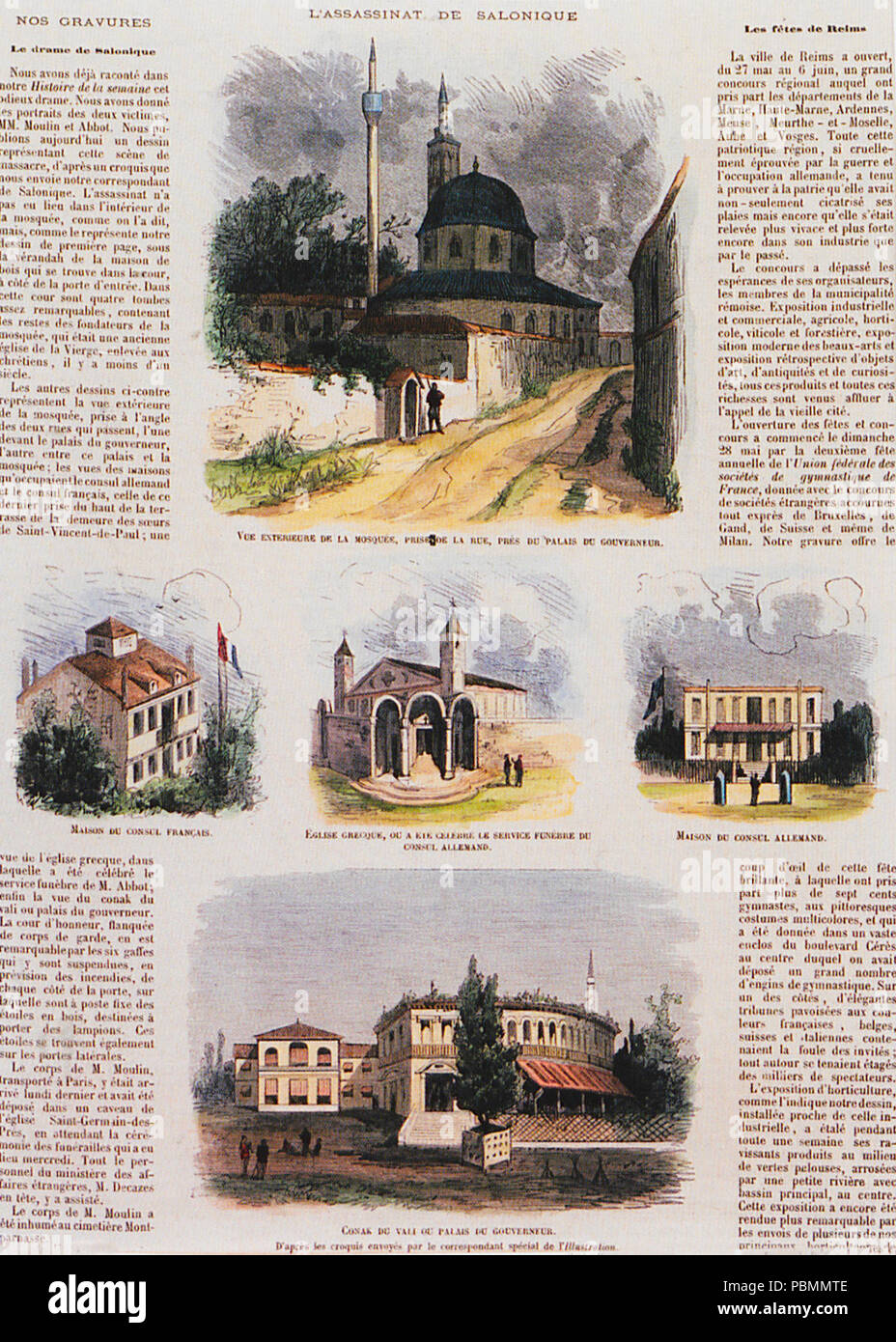 Abt Moulin Mord altes Magazin Artikel 1876. Stockfoto