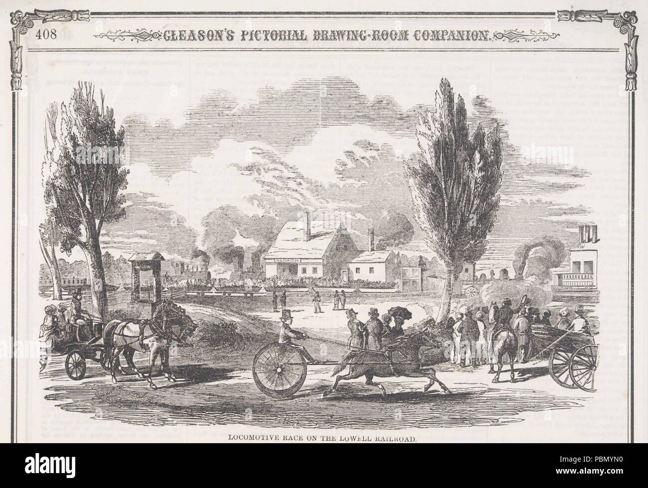 931 Lokomotive Rennen auf dem Lowell Railroad, 1851 Stockfoto