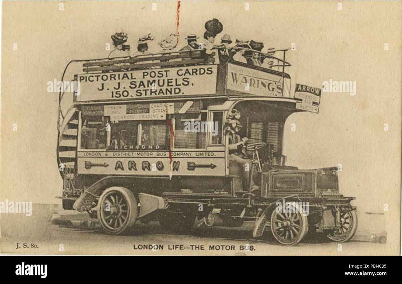 932 Leben in London, der Motor Bus, Werbeschild für bildliche Post karten durch J.J. Samuels (NBY) 421926 Stockfoto