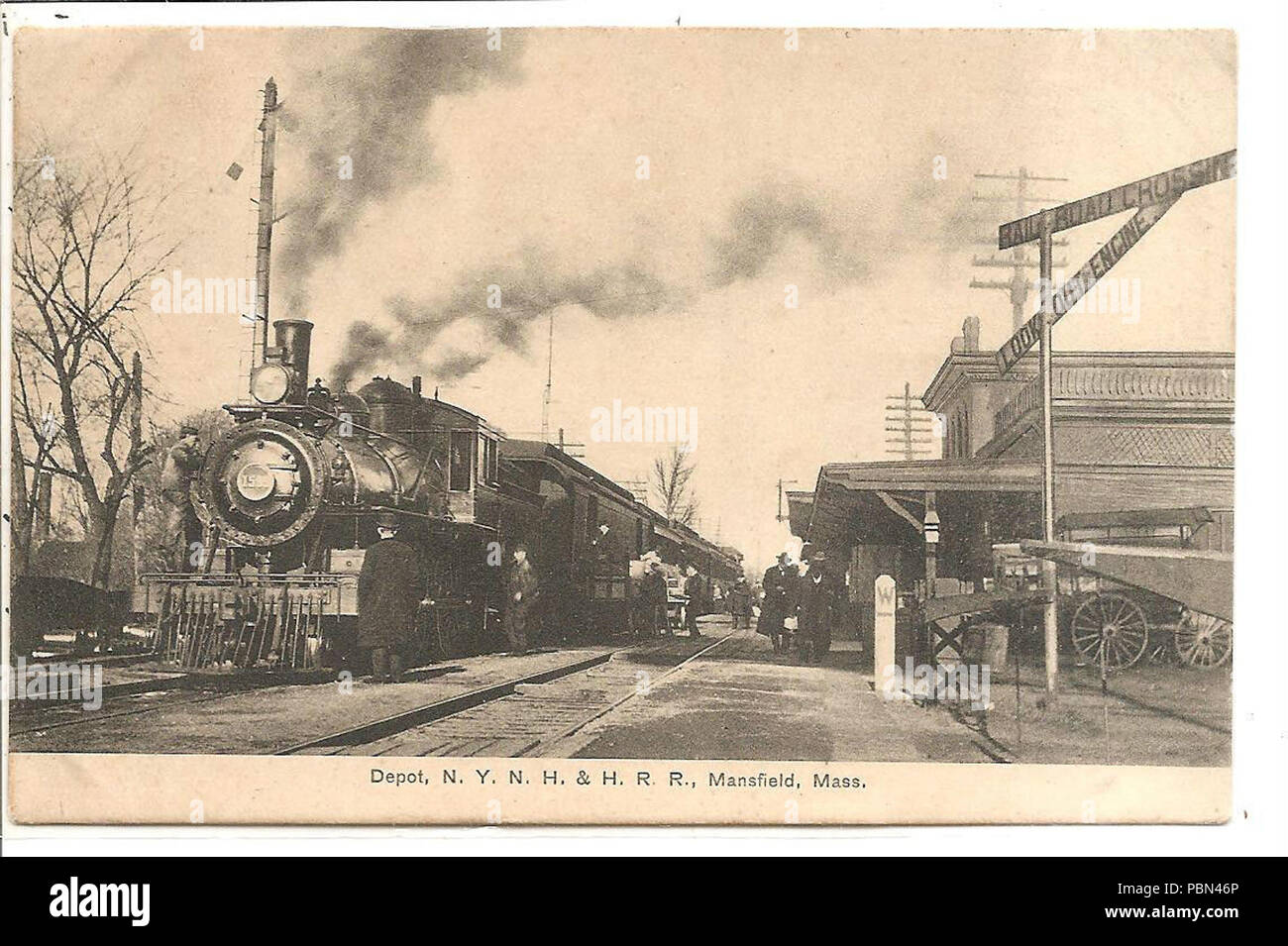 992 Mansfield Bahnhof Postkarte Stockfoto