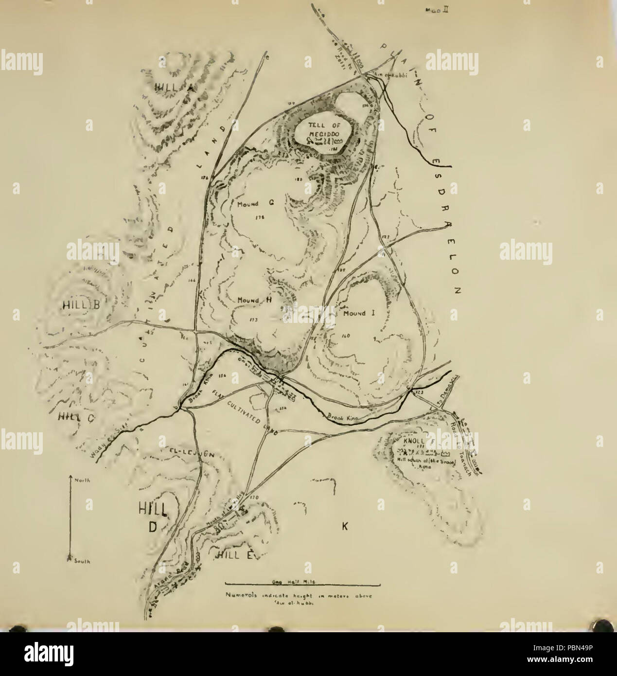 993 Karte II Topographie, battleofmegiddo 00 nelsrich 88 Stockfoto