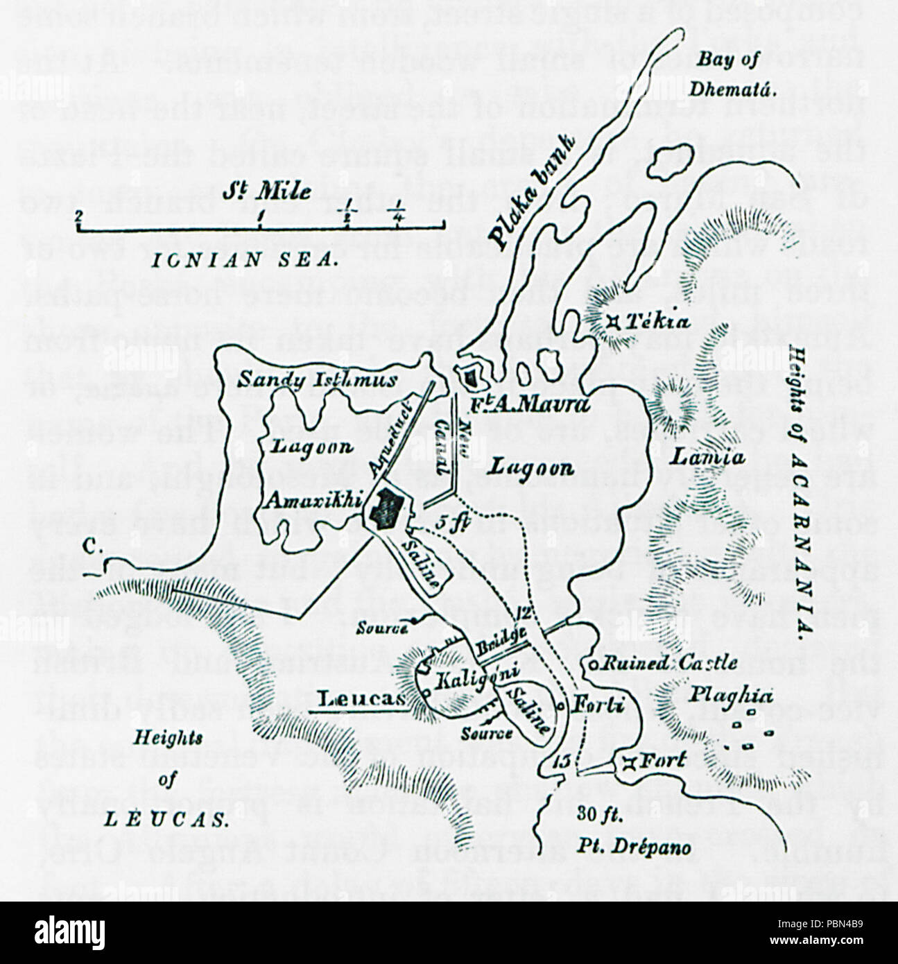 993 Karte von Chora, Lefkada - Leake, William Martin - 1824 Stockfoto