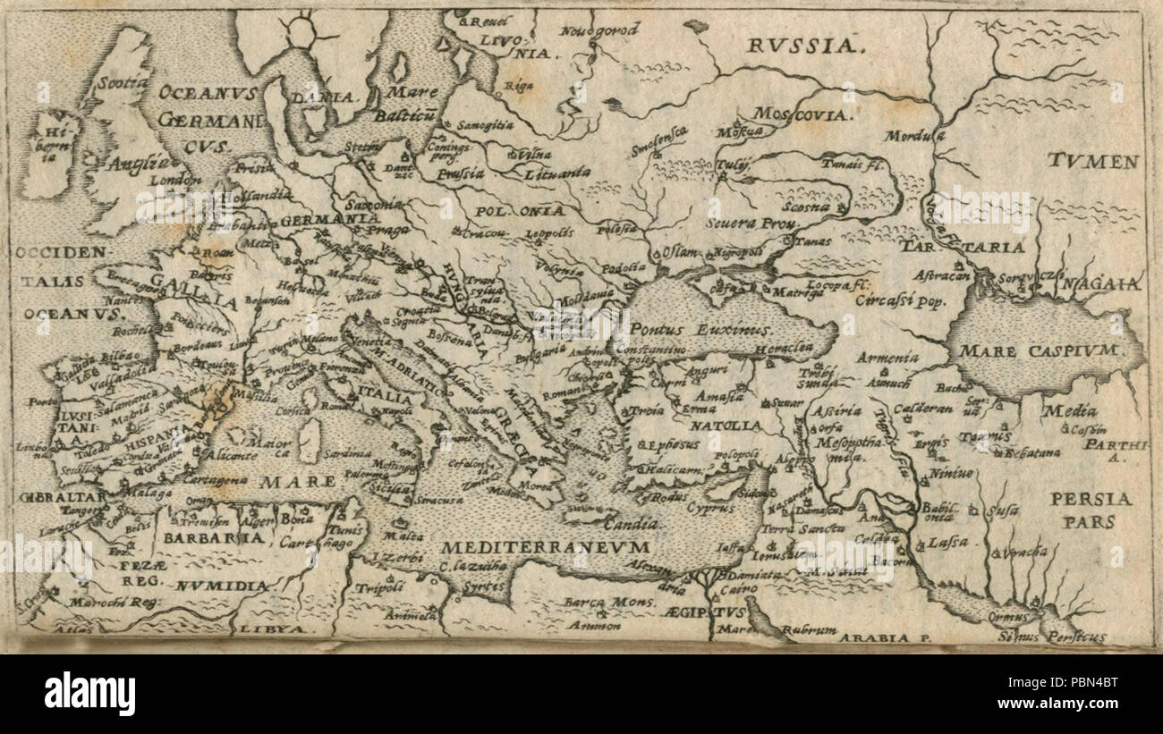 993 Karte von Europa, Nordafrika und Asien - Busbequii Avgerii Gislenii - 1620 Stockfoto