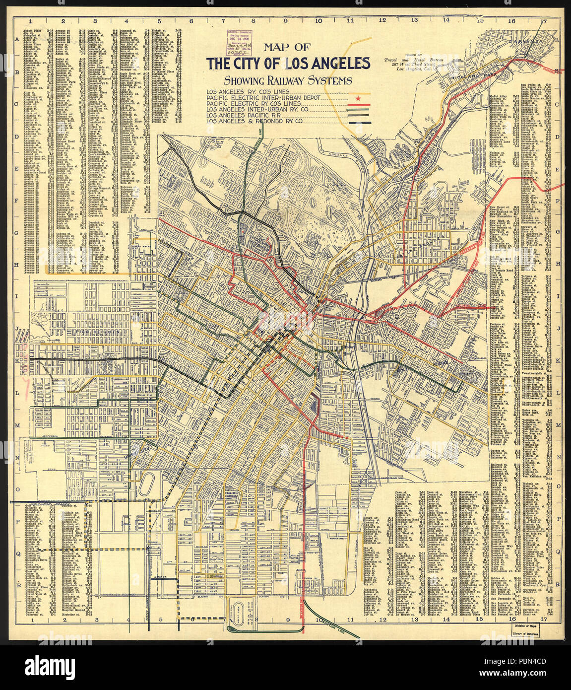 993 Karte von Los Angeles Rail im Jahr 1906 Stockfoto