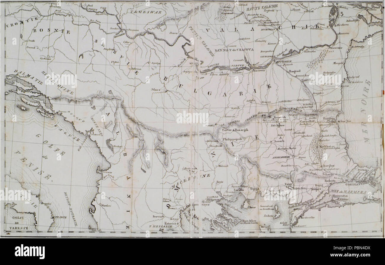 994 Karte von dem zentralen Balkan Halbinsel - Südosteuropa - Walsh Robert - 1828 Stockfoto