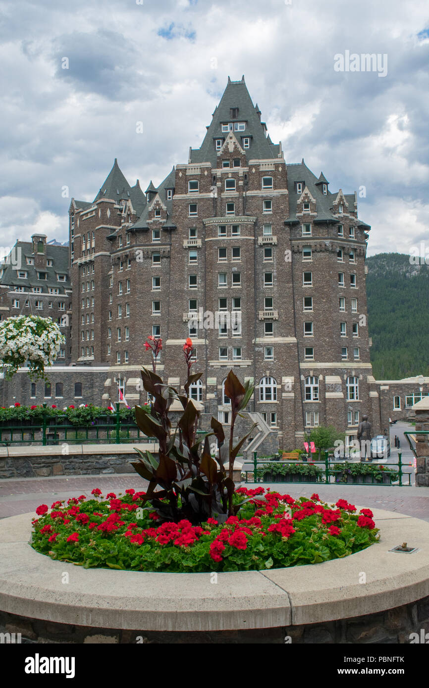 Banff, Alberta, Kanada/6 Juli 2018: Das Banff Springs Hotel Stockfoto