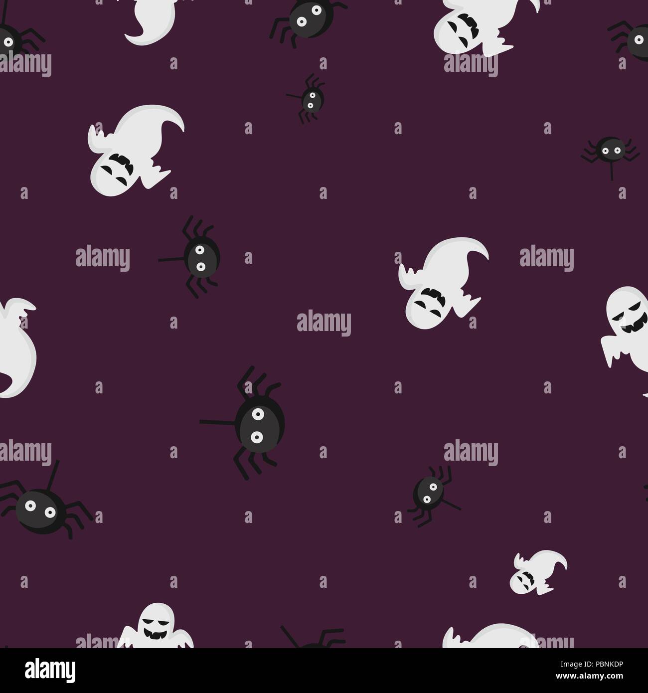 Ghost spinne Halloween Muster Nahtlose. Vector Illustration. Purple Background. All Saints Eve. Stock Vektor