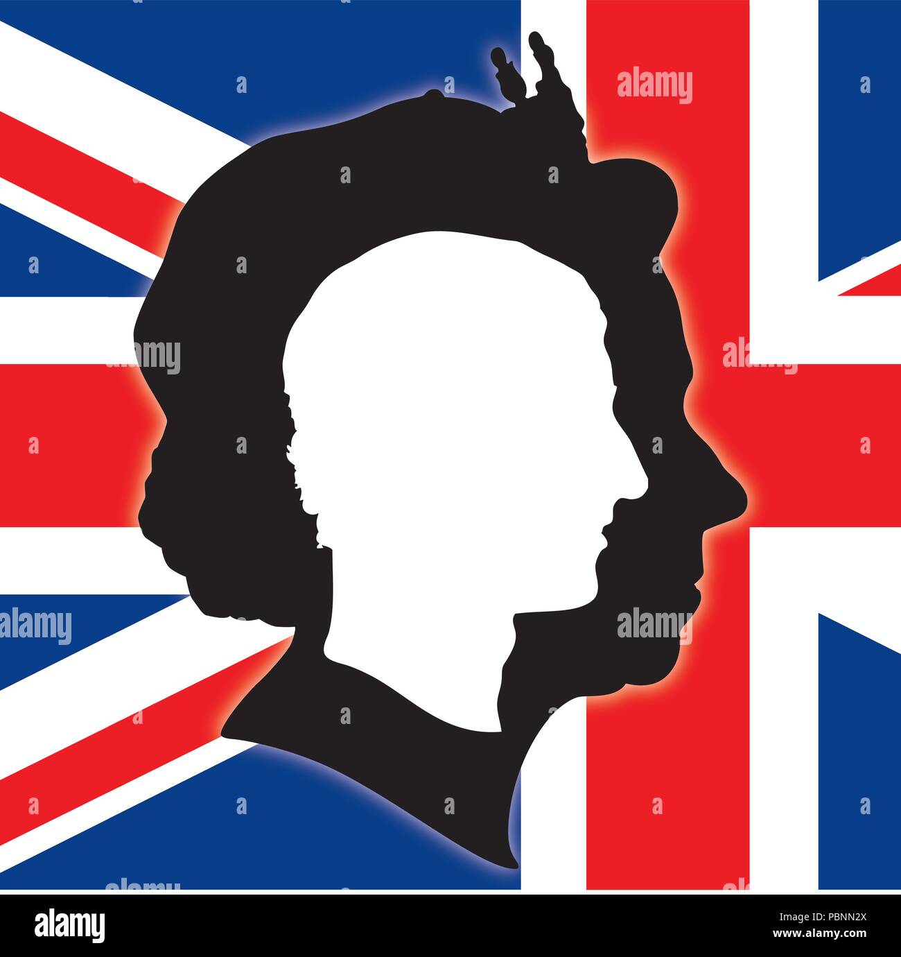 Charles von England Silhouette mit Großbritannien Flagge, Vektor, Abbildung Stock Vektor