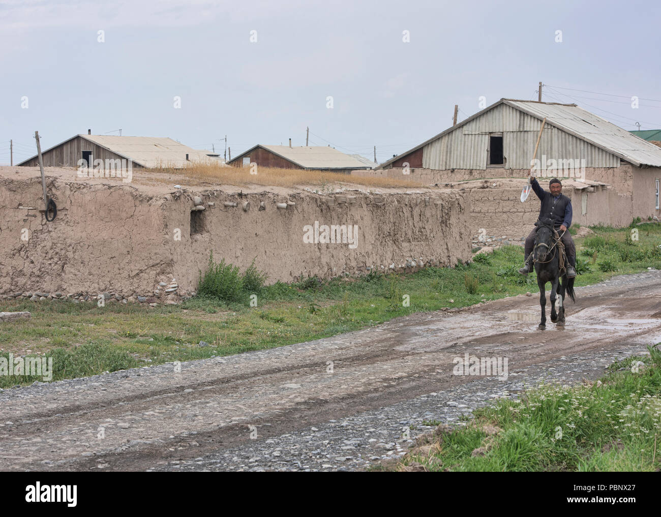 Lokalen Dorf leben, Sary Mogul, Kirgisistan Stockfoto