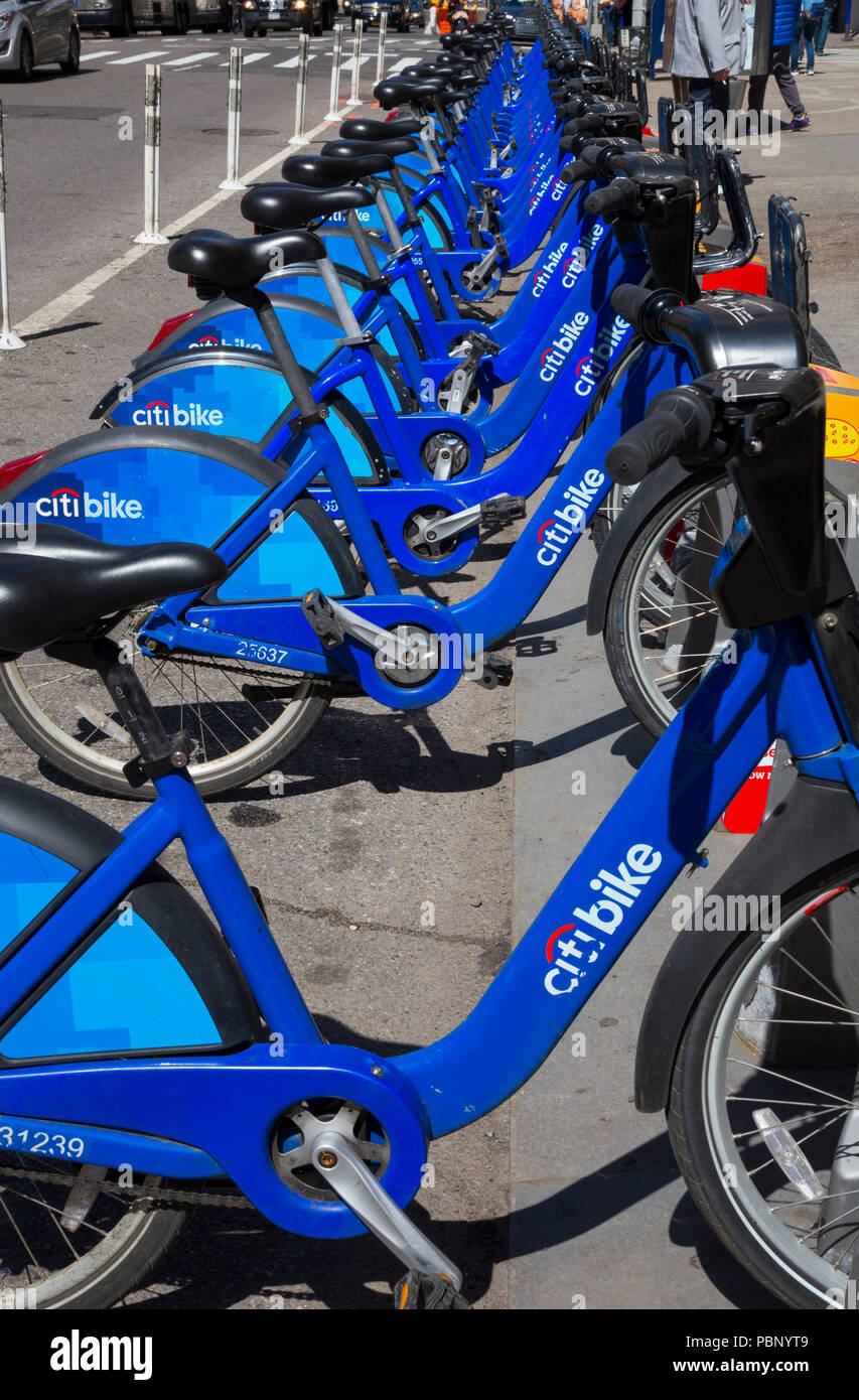 Citi Bike Vermietung Fahrräder, Manhattan, New York Stockfoto