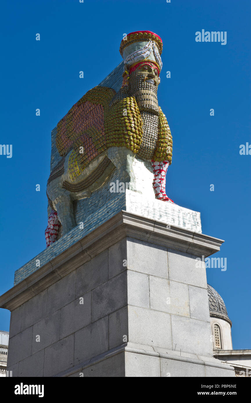 "Lamassu', eine geflügelte Gottheit, die nergal Tor am Eingang zur antiken Stadt assyrischen Stadt Ninive bewacht. Es wurde von ISIS in 2015 zerstört Stockfoto