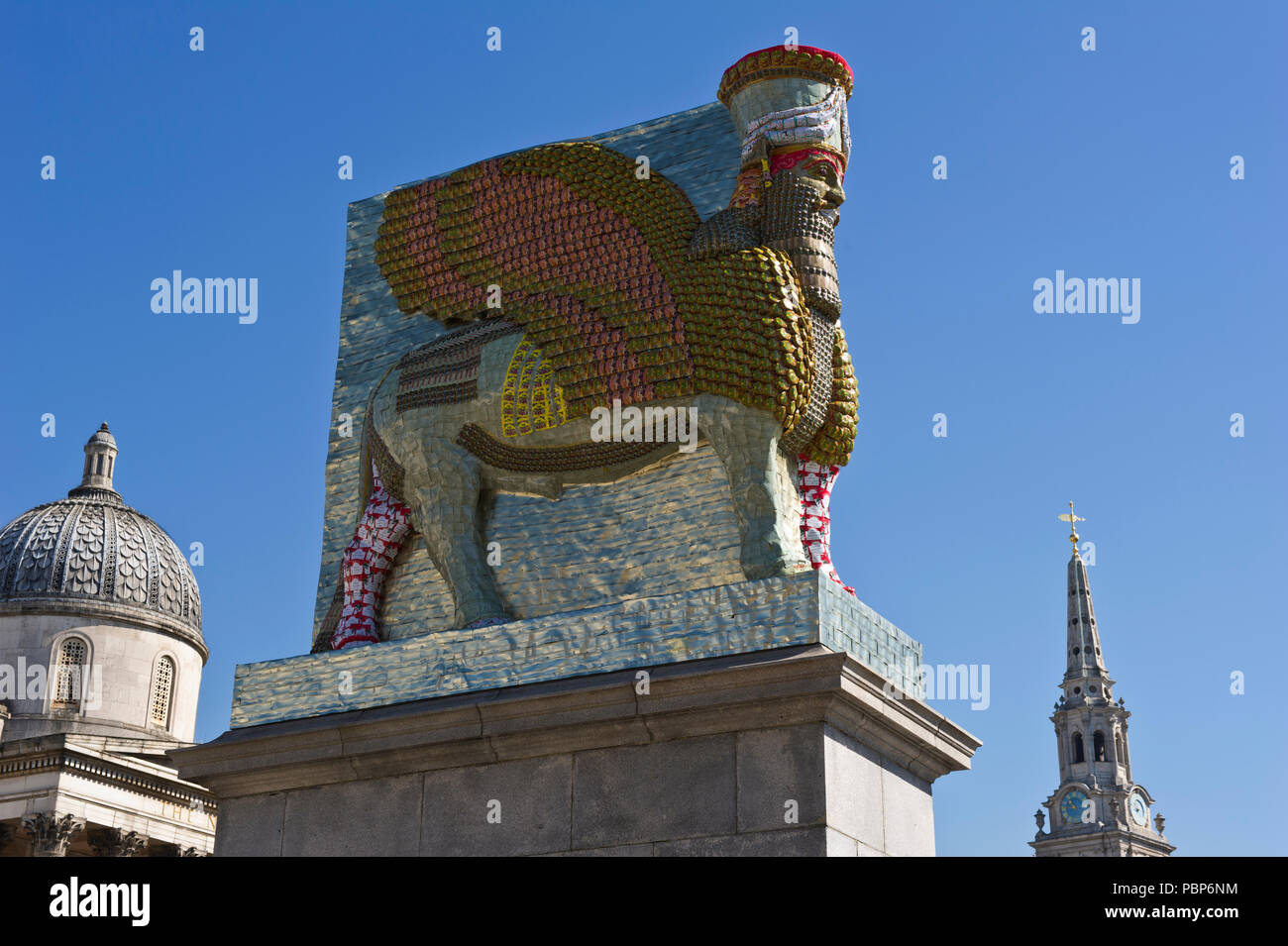 "Lamassu', eine geflügelte Gottheit, die nergal Tor am Eingang zur antiken Stadt assyrischen Stadt Ninive bewacht. Es wurde von ISIS in 2015 zerstört Stockfoto
