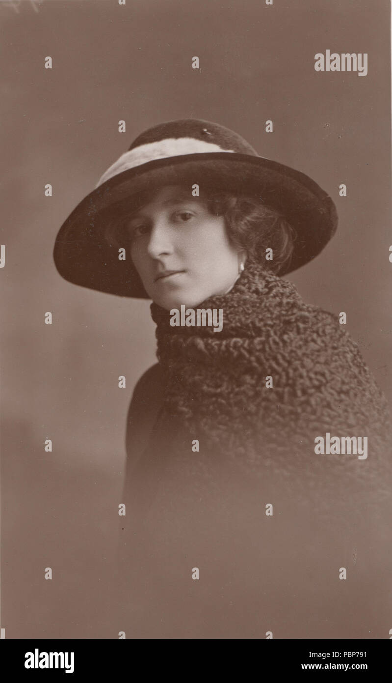 Vintage Lancashire Foto einer Dame mit Hut Stockfoto
