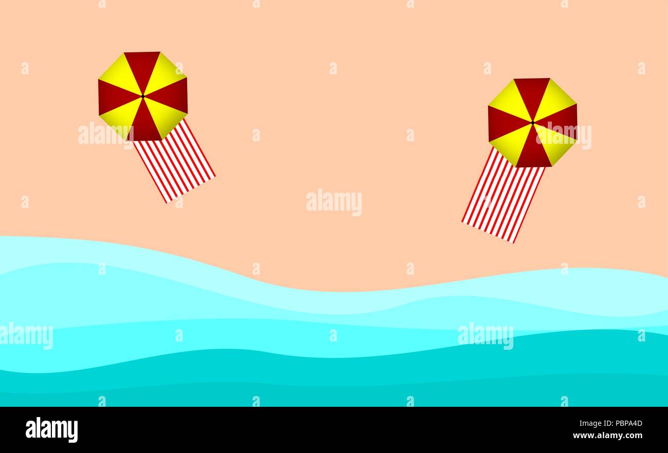 Hallo Sommer, Strand top view Vektor Stock Vektor