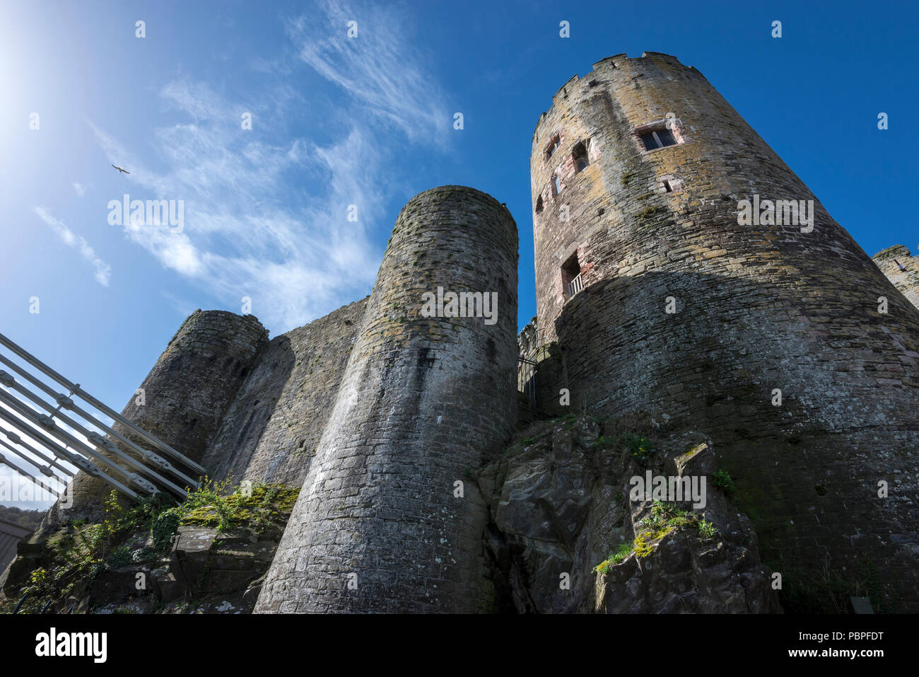 Zu runde Türme von Conwy Castle in Nord Wales, Großbritannien. Stockfoto