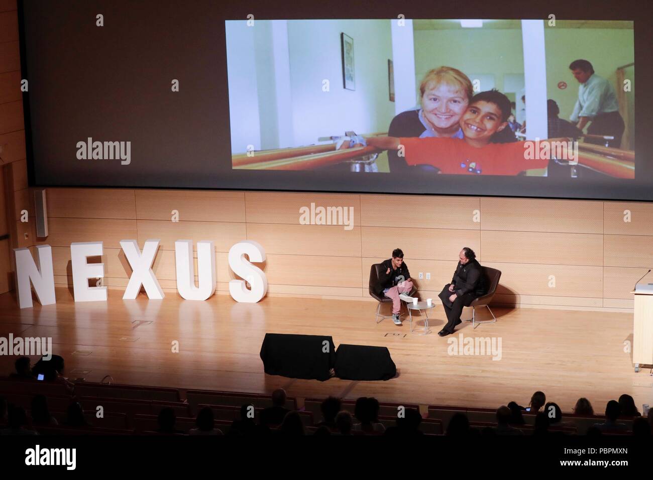 Die neue Schule, New York, USA, 27. Juli 2018 - Emmanuel Kelly, anders als Abled Pop Star (von X Faktor) während der 8. jährlichen NEXUS Global Summit heute an der in New York City. Fotos: Luiz Rampelotto/EuropaNewswire | Verwendung weltweit Stockfoto