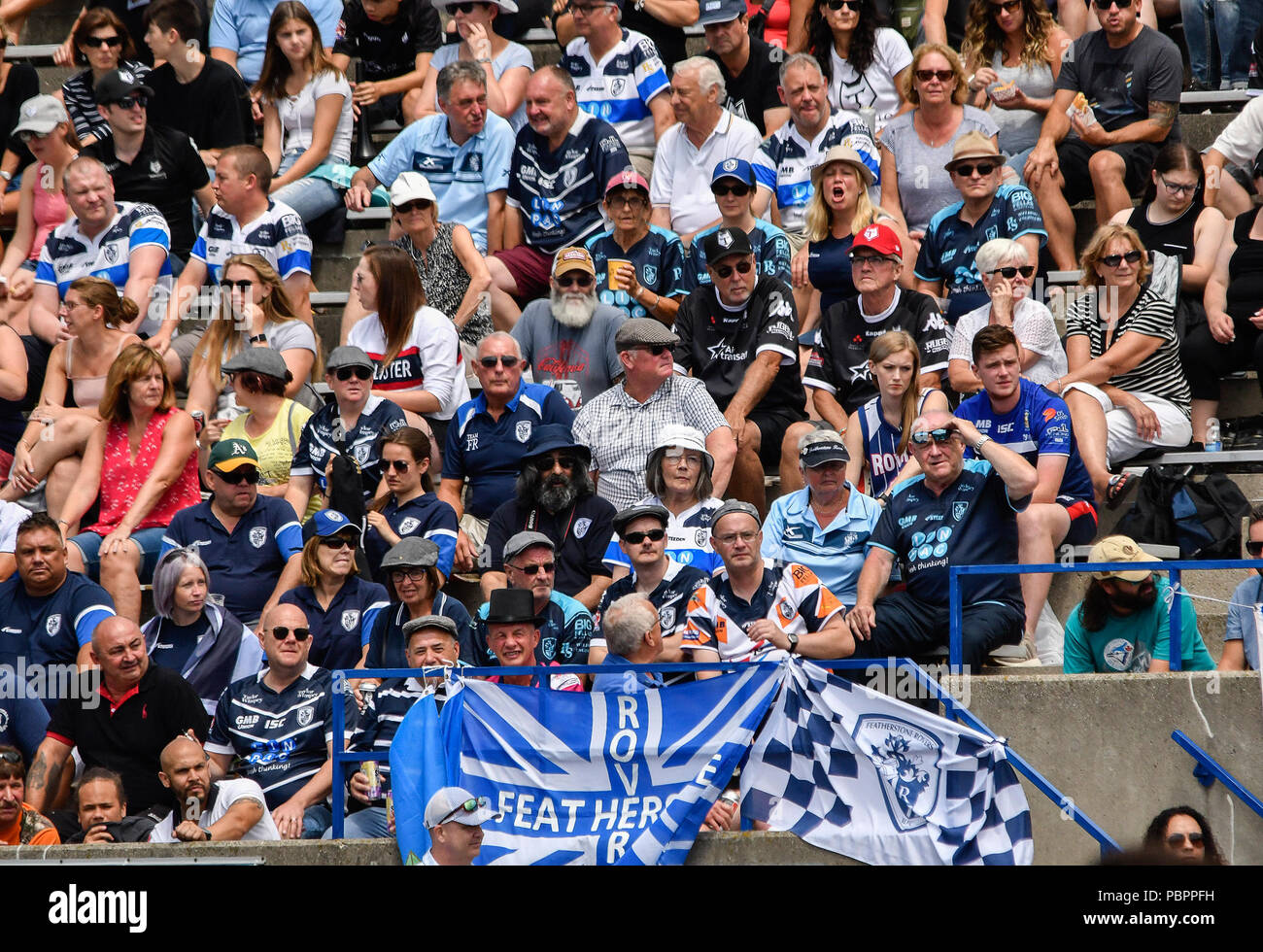 Lamport Stadium, Toronto, Ontario, Kanada, 28. Juli 2018. von Toronto Wolfpack auf dem Angriff gegen Featherstone Rover während Toronto Wolfpack v Featherstone Rovers in der Betfred Meisterschaft. Credit: Touchlinepics/Alamy leben Nachrichten Stockfoto