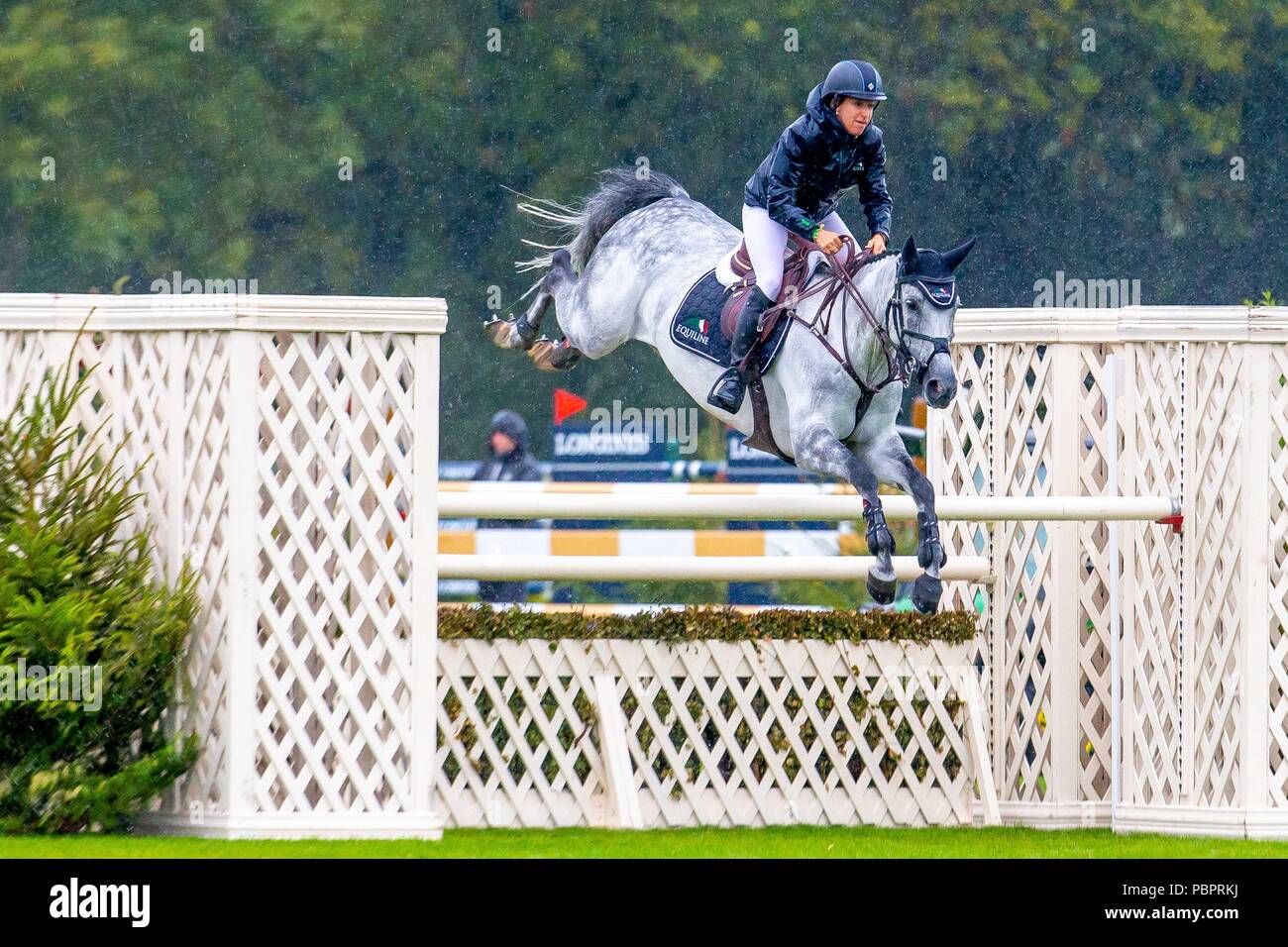 Sieger. Laura Kraut, Greatfull. USA. Die alten Lodge International 7 & 8 Jahr alten Meisterschaft. Springen. Longines FEI Jumping Nations Cup von Großbritannien an der BHS Royal International Horse Show. Alle England Parcours. Hickstead. Großbritannien. 29/07/2018. Stockfoto