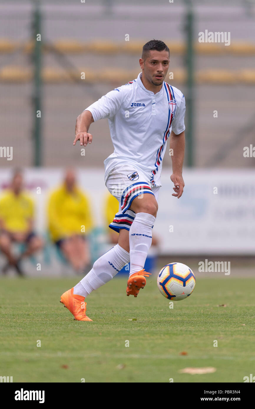 Gianluca Caprari (sampdoria) während der italienischen Vorsaison Freundschaftsspiel zwischen Parma 1-3 Sampdoria an Briamasco Stadion am 28. Juli 2018 in Trient, Italien. Credit: Maurizio Borsari/LBA/Alamy leben Nachrichten Stockfoto