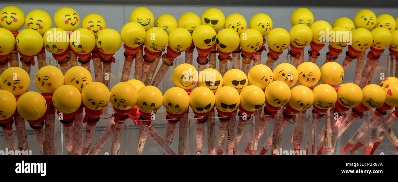 Eine Sammlung von emoji oder Smiley Kugelschreiber Stockfoto