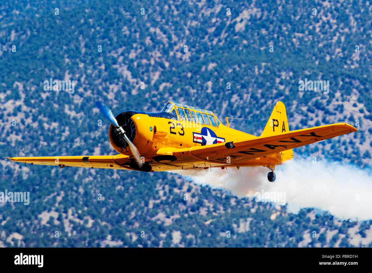 North American Aviation T-6 Texan; SNJ-5; Harriett Alexander Feld; Air Show; Salida, Colorado, USA Stockfoto