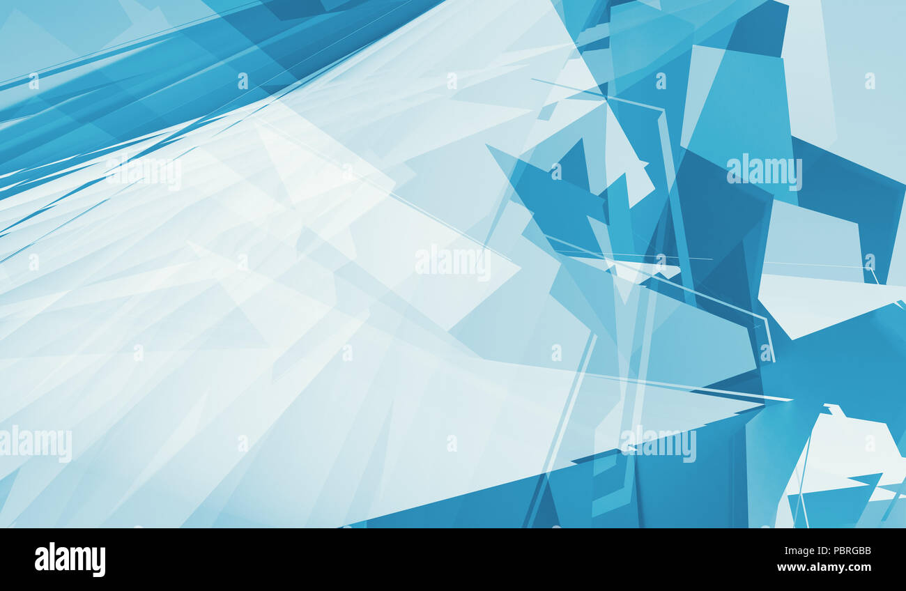 Abstrakte Digitale Hintergrund, blaue und weiße Polygone, Minimalismus Muster. Computer Grafik, 3D-Rendering illustration Stockfoto